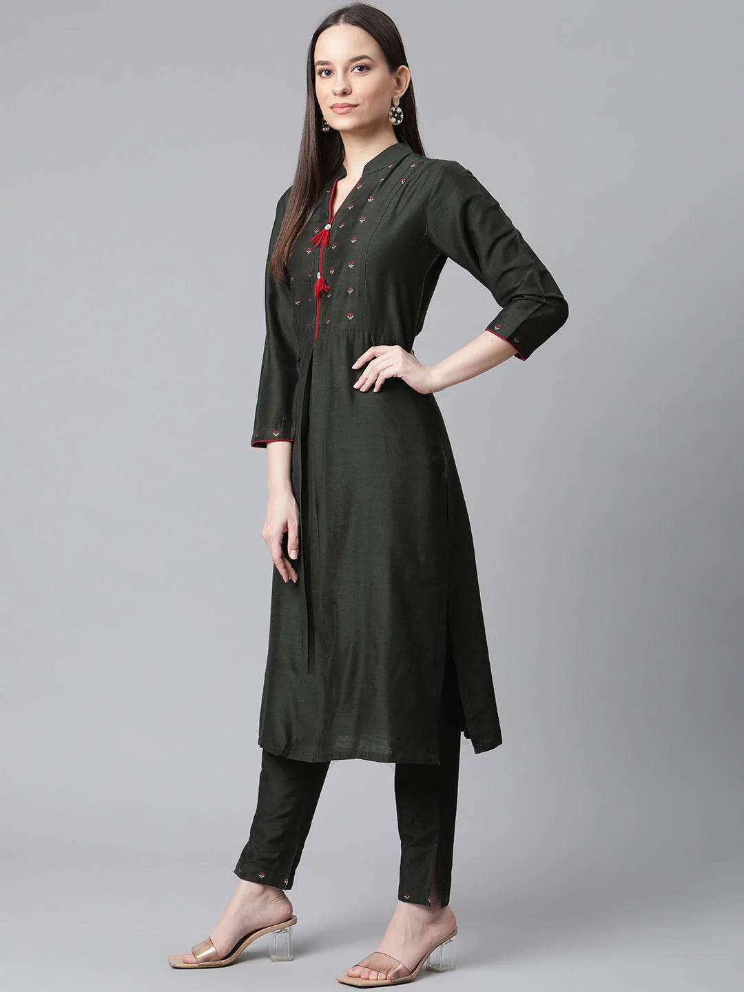 Jompers Women Green Regular Kurta with Trousers & With Dupatta ( JOKS D20M 1391Green )