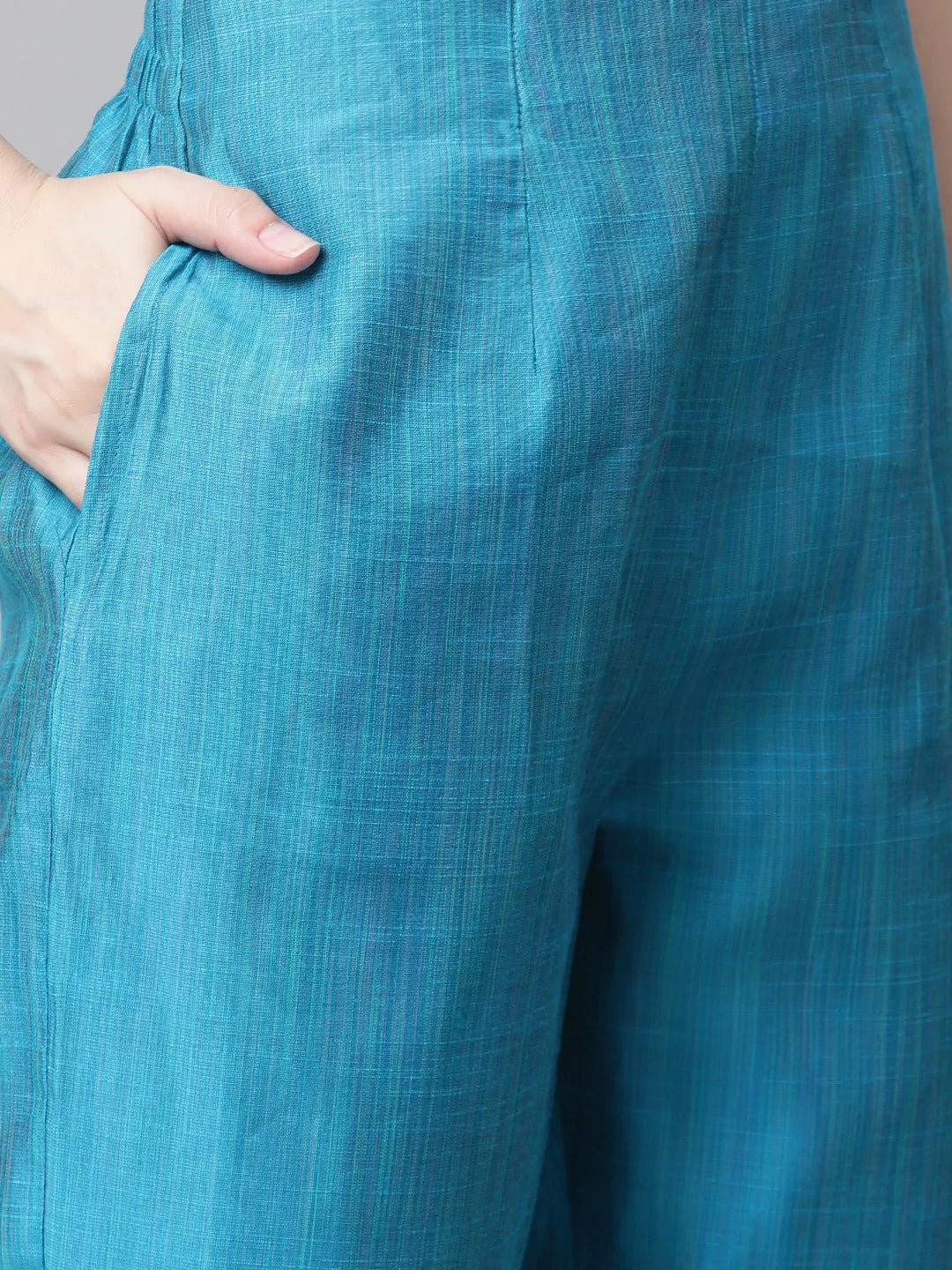 Jompers Women Blue & Green Self-Striped Kurta with Trousers & Printed Art Silk Dupatta ( JOKS D8NB 1310 Blue )