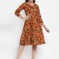 Jompers Women Brown & Green Floral Print Angrakha A-Line Kurta (JOK 1333 Brown)