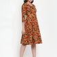 Jompers Women Brown & Green Floral Print Angrakha A-Line Kurta (JOK 1333 Brown)