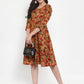 Jompers Women Brown & Green Floral Print Angrakha A-Line Kurta (JOK 1333 Brown)