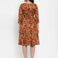 Jompers Women Brown & Green Floral Print Angrakha A-Line Kurta (JOK 1333 Brown)
