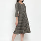 Women Black Printed Fit and Flare Ethnic Dress (JOK 1335 Black)