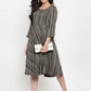 Women Black Printed Fit and Flare Ethnic Dress (JOK 1335 Black)