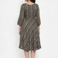 Women Black Printed Fit and Flare Ethnic Dress (JOK 1335 Black)