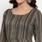 Women Black Printed Fit and Flare Ethnic Dress (JOK 1335 Black)
