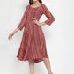 Women Maroon Printed Fit and Flare Ethnic Dress (JOK 1335 Maroon)
