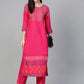 Women Pink & Golden Yoke Design Kurta with Palazzos (JOKPL 1340 Pink)