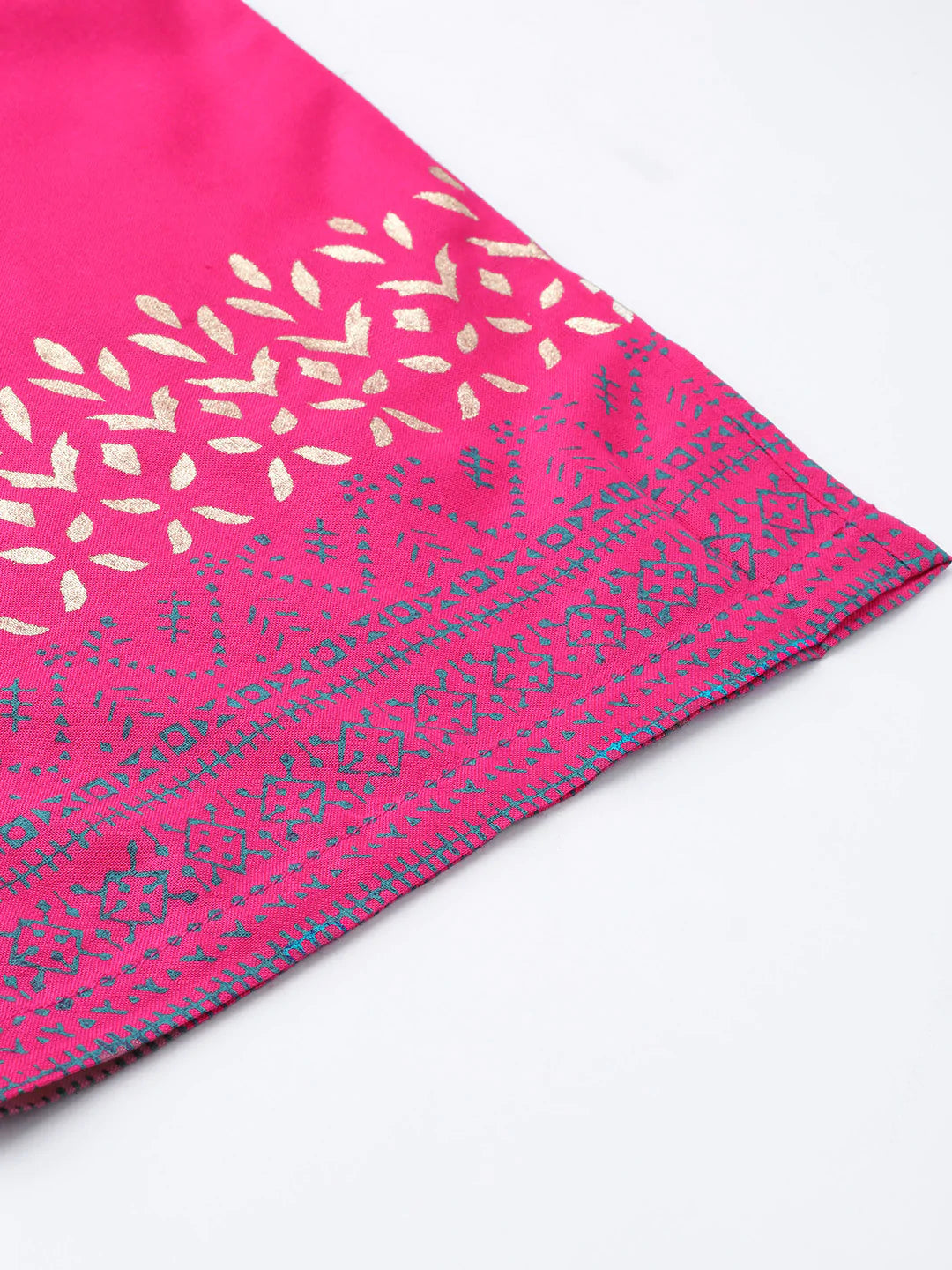 Women Pink & Golden Yoke Design Kurta with Palazzos (JOKPL 1340 Pink)