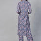 Women Grey & Pink Block Printed Kurta with Palazzos ( JOKPL 1341 Grey )