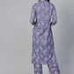 Women Grey & Pink Block Printed Kurta with Palazzos ( JOKPL 1341 Grey )