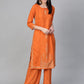 Women Orange & Golden Block Printed Kurta with Palazzos ( JOKPL 1345 Orange )