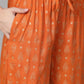 Women Orange & Golden Block Printed Kurta with Palazzos ( JOKPL 1345 Orange )