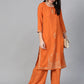 Women Orange & Golden Block Printed Kurta with Palazzos ( JOKPL 1345 Orange )