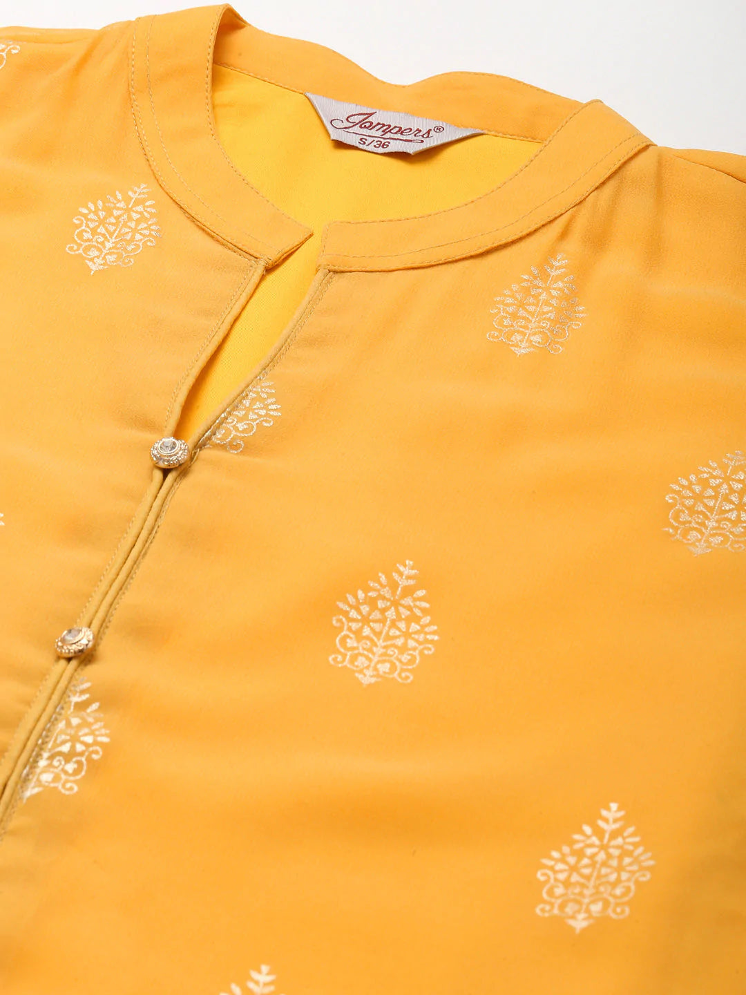 Printed Mukaish Kurta with Palazzos ( JOKPL 1460 Yellow )