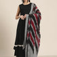 Women Kurta with Palazzos & Ikkat Dupatta ( JOKPL D17Gry 1477 Black )