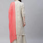Women Grey & Pink Floral Embroidered Regular Kurta with Palazzos & Dupatta ( JOKPL D21P 1399 Grey )
