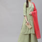 Women Lime Green & Pink Floral Embroidered Kurta with Palazzos & Dupatta ( JOKPL D21P 1399 Lime )