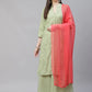Women Lime Green & Pink Floral Embroidered Kurta with Palazzos & Dupatta ( JOKPL D21P 1399 Lime )
