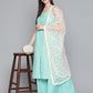 Jompers Printed Blue Kurta with Palazzos & With Chikankari Dupatta ( JOKPL D28W 1495 Sky )