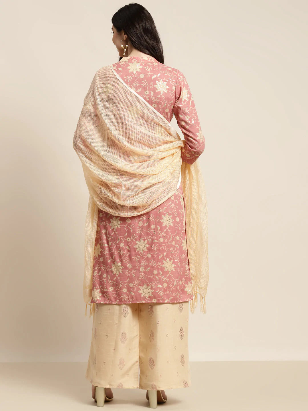 Gotta Patti work Kurta, Palazzos & Dupatta ( JOKPL D31Bg 1447 Pink )