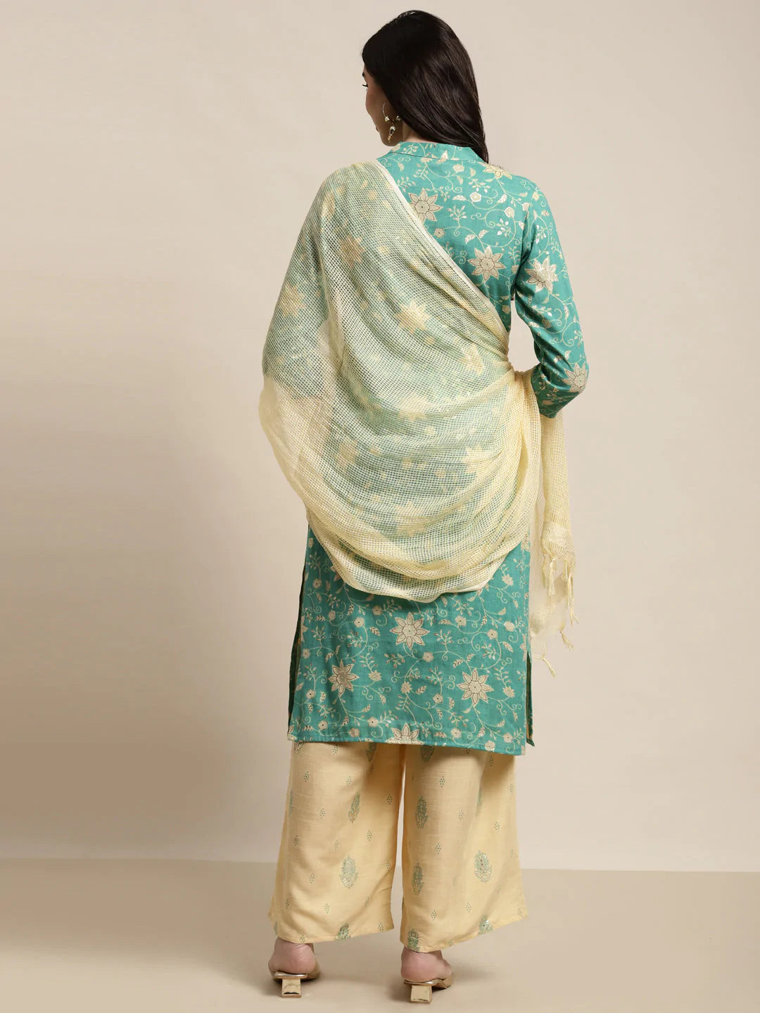 Gotta Patti work Kurta, Palazzos & Dupatta ( JOKPL D31Bg 1447 Sky )