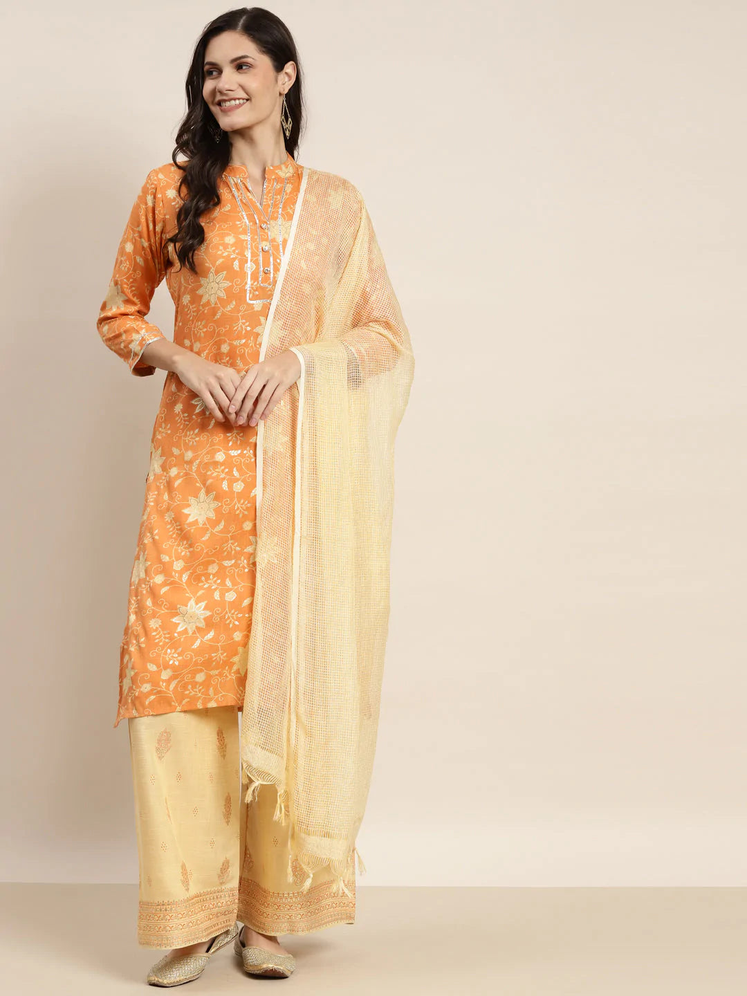 Gotta Patti Kurta with Palazzos & Dupatta ( JOKPL D31Bg 1459 Orange )