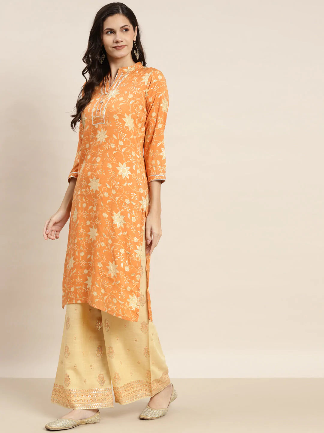 Gotta Patti Kurta with Palazzos & Dupatta ( JOKPL D31Bg 1459 Orange )