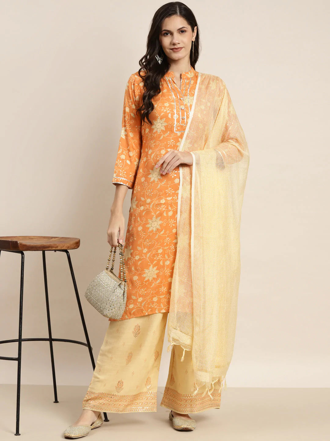 Gotta Patti Kurta with Palazzos & Dupatta ( JOKPL D31Bg 1459 Orange )