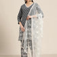 Women Ethnic Motifs Embroidered Sequinned Kurta With Palazzos & With Dupatta ( JOKPL D42W 1478 Navy )