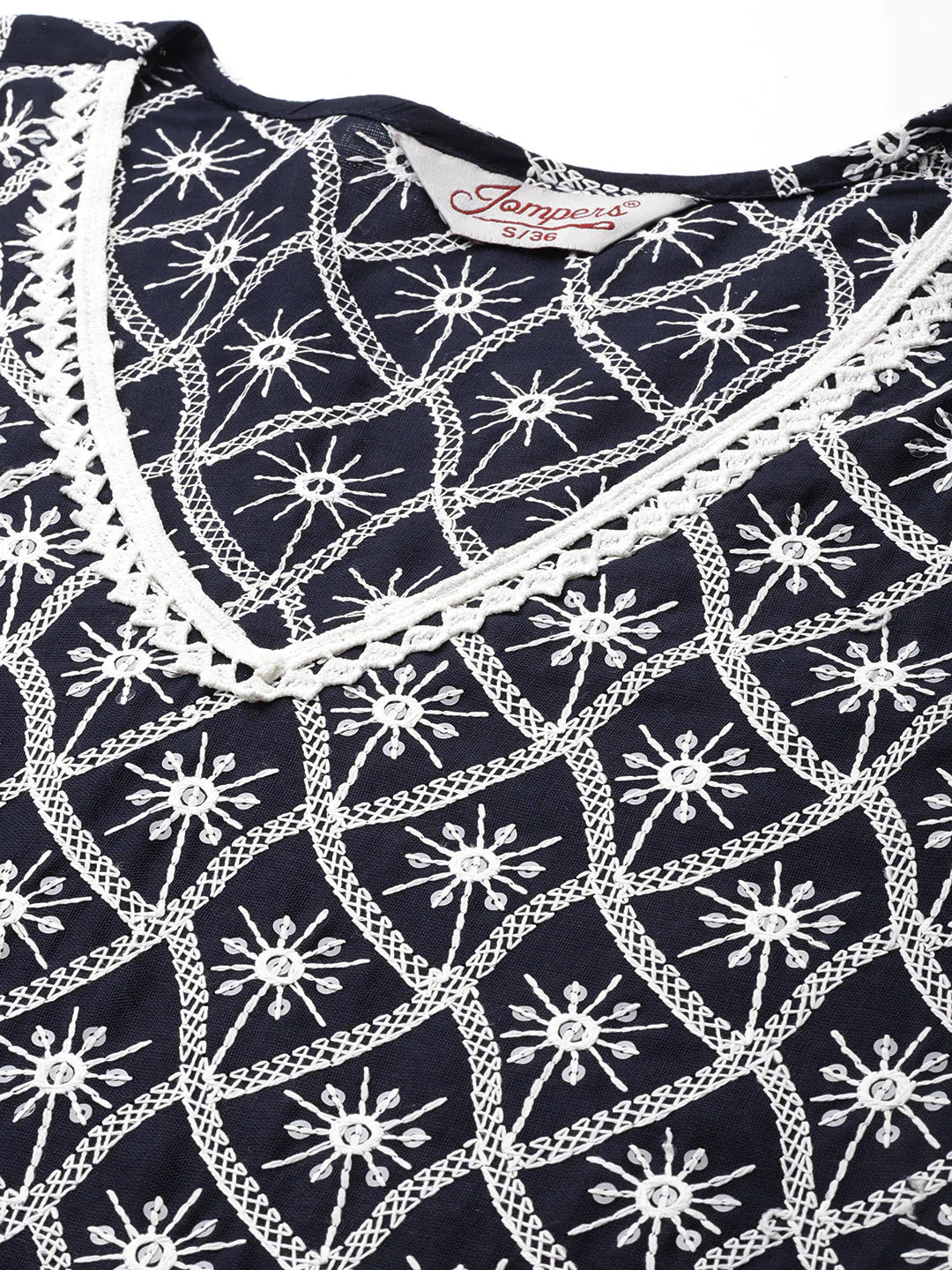 Women Ethnic Motifs Embroidered Sequinned Kurta With Palazzos & With Dupatta ( JOKPL D42W 1478 Navy )