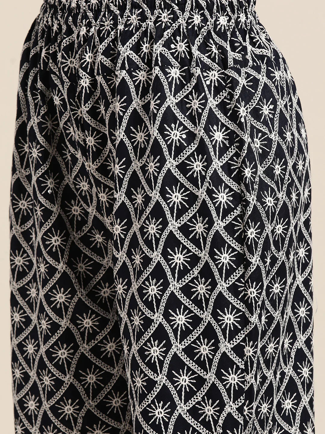 Women Ethnic Motifs Embroidered Sequinned Kurta With Palazzos & With Dupatta ( JOKPL D42W 1478 Navy )