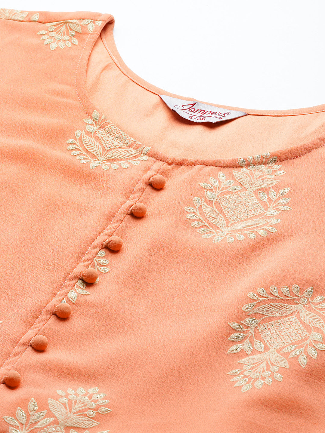 Ethnic Motifs Peach Printed Georgette Kurta with Palazzos & With Dupatta ( JOKPL D43P 1484 Peach )