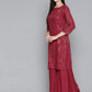 Maroon Leheriya Sequinned Kurta with Palazzos & With Dupatta ( JOKPL D44M 1485 Maroon )