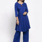 Jompers Women Royal-Blue Solid Kurta with Palazzos & Art-Silk Printed Dupatta ( JOKPL D4B 1312 Royal )