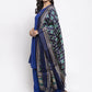 Jompers Women Royal-Blue Solid Kurta with Palazzos & Art-Silk Printed Dupatta ( JOKPL D4B 1312 Royal )