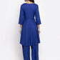 Jompers Women Royal-Blue Solid Kurta with Palazzos & Art-Silk Printed Dupatta ( JOKPL D4B 1312 Royal )