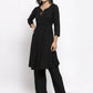 Jompers Women Black & Red Solid Kurta with Palazzos & Dupatta ( JOKPL D4R 1312 Black )