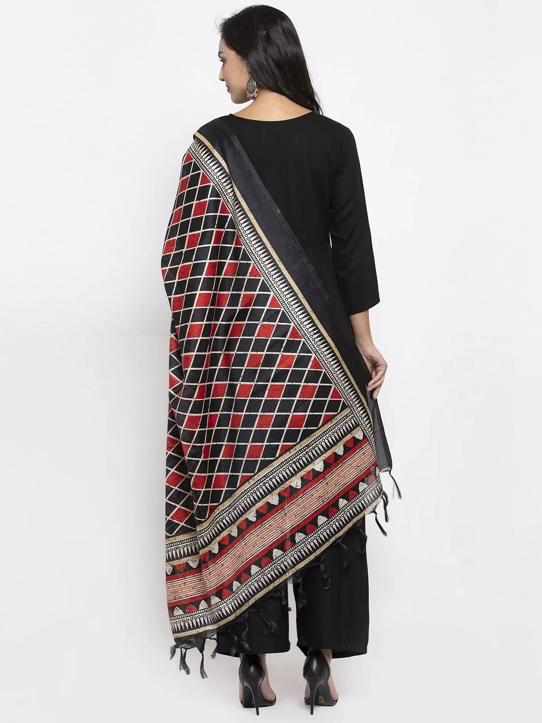 Jompers Women Black & Red Solid Kurta with Palazzos & Dupatta ( JOKPL D4R 1312 Black )