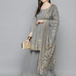Gorgette Foil Print Kurta palazzo Dupatta Set from Jompers ( JOKPL D50Gry 1497 Grey )