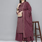 Woven design kurta, pallazos and dupatta set ( JOKPL D51P 1538 Purple )
