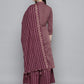 Woven design kurta, pallazos and dupatta set ( JOKPL D51P 1538 Purple )