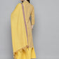 Woven design kurta, pallazos and dupatta set ( JOKPL D51Y 1538 Yellow )