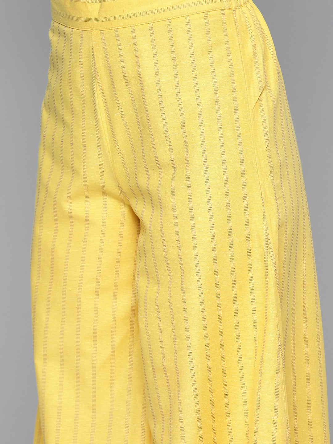 Woven design kurta, pallazos and dupatta set ( JOKPL D51Y 1538 Yellow )