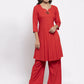Jompers Women Red Solid Kurta with Palazzos & Red-Black Printed Dupatta ( JOKPL D8B 1312 Red )