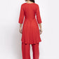 Jompers Women Red Solid Kurta with Palazzos & Red-Black Printed Dupatta ( JOKPL D8B 1312 Red )