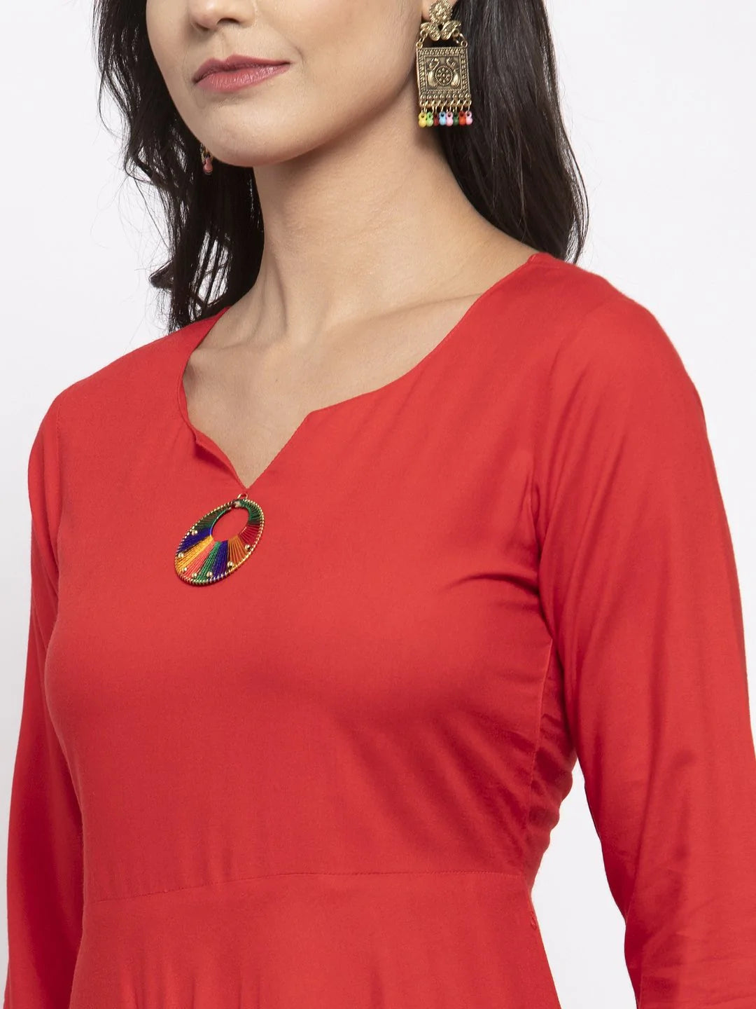 Jompers Women Red Solid Kurta with Palazzos & Red-Black Printed Dupatta ( JOKPL D8B 1312 Red )