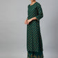 Jompers Women Green & Golden Printed Kurta with Palazzos & Dupatta ( JOKPL D 1360 Green )