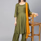 Jompers Women Olive Green Solid Kurta with Palazzos & Dupatta ( JOKPL MU-D 1283 Olive )