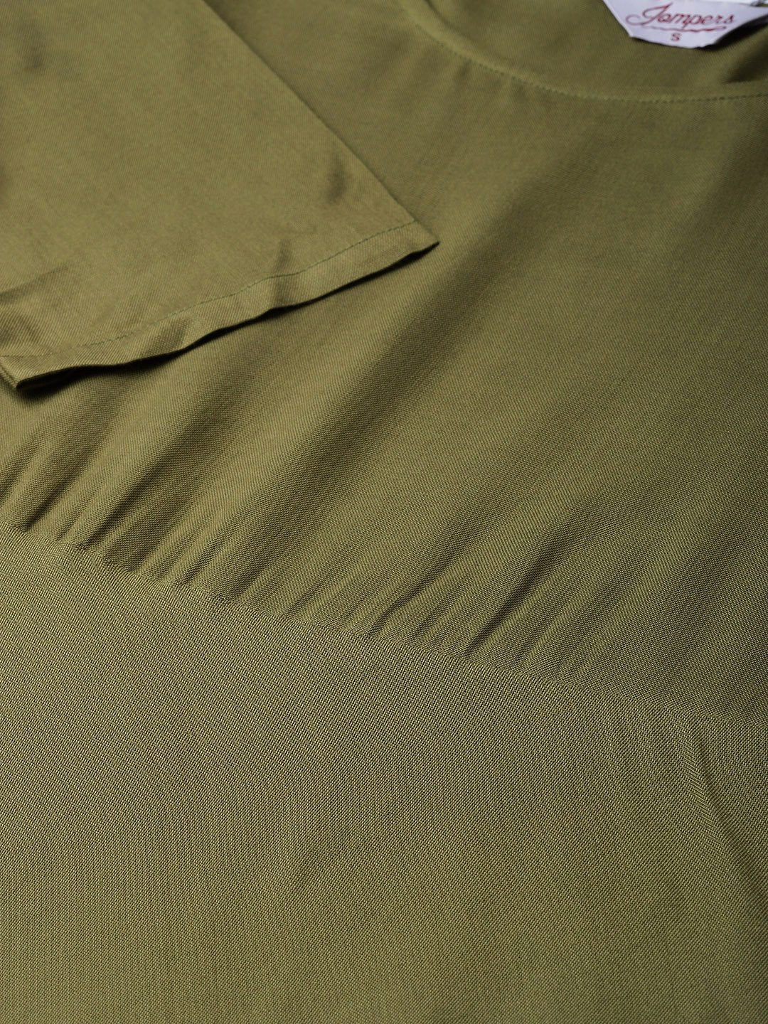 Jompers Women Olive Green Solid Kurta with Palazzos & Dupatta ( JOKPL MU-D 1283 Olive )
